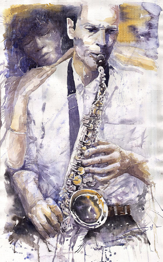 Jazz Painting - Jazz Muza Saxophon by Yuriy Shevchuk