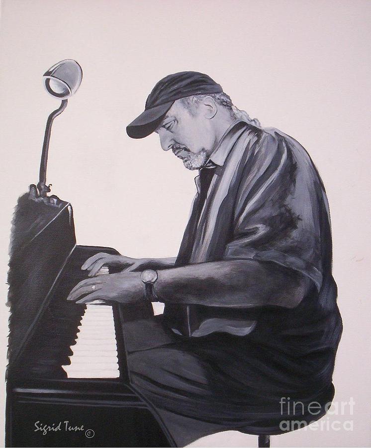 Blaa Kattproduksjoner JAZZ Pianist Theo Saunders Painting by Sigrid ...