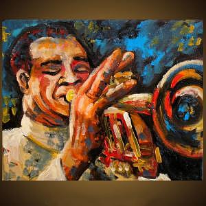 Man Playing Trumpet Painting - Jazz Player by Joy Baer