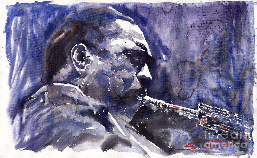 Jazz Painting - Jazz Saxophonist John Coltrane 01 by Yuriy Shevchuk
