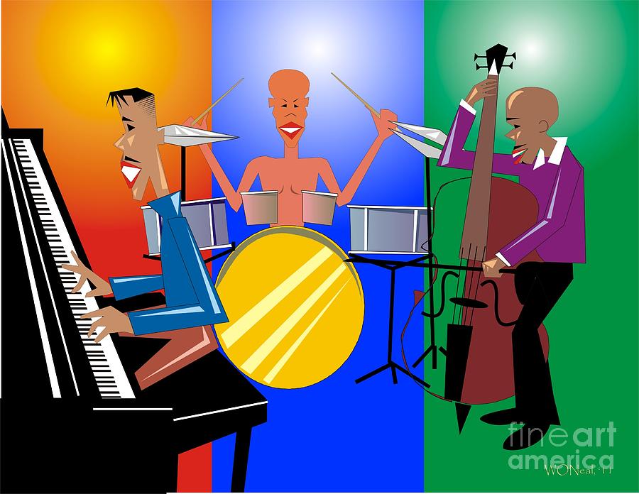 Jazz Digital Art - Jazz Trio by Walter Neal
