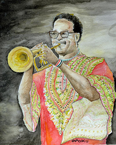 Jazz Trumpeter Painting by Opoku Acheampong Jazz Trumpeter Painting by Opoku Acheampong