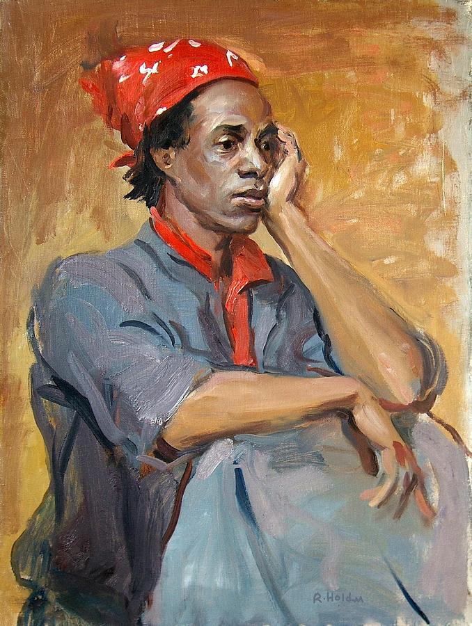 Jaz With a Red Headscarf Painting by Robert Holden - Fine Art America