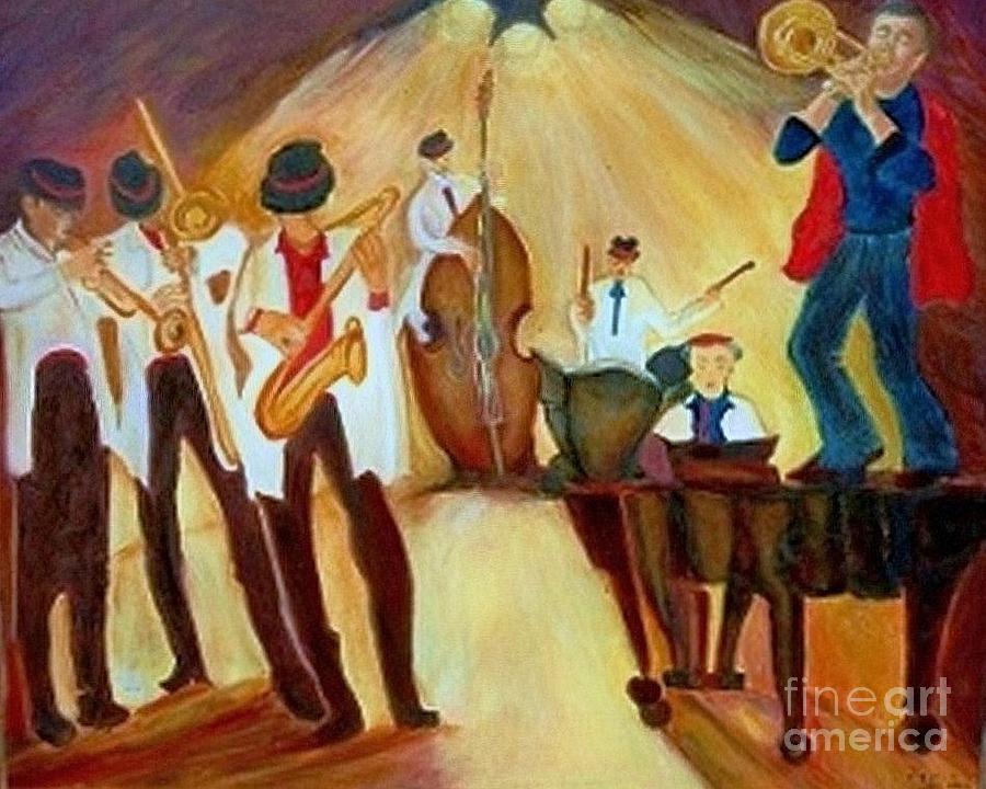 Jazzband Painting by Rachel Wollach Asherovitz