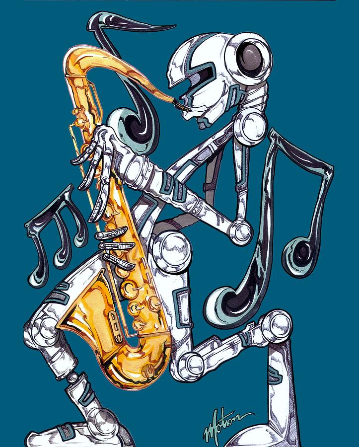 Jazzmen Saxophone  player Mixed Media by Demitrius Motion Bullock