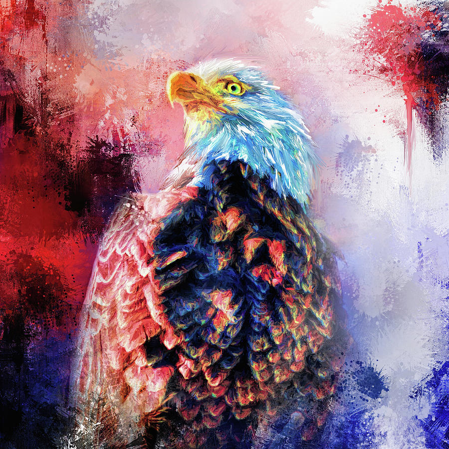 Jazzy Bald Eagle Colorful Bird Art by Jai Johnson Mixed Media by Jai Johnson