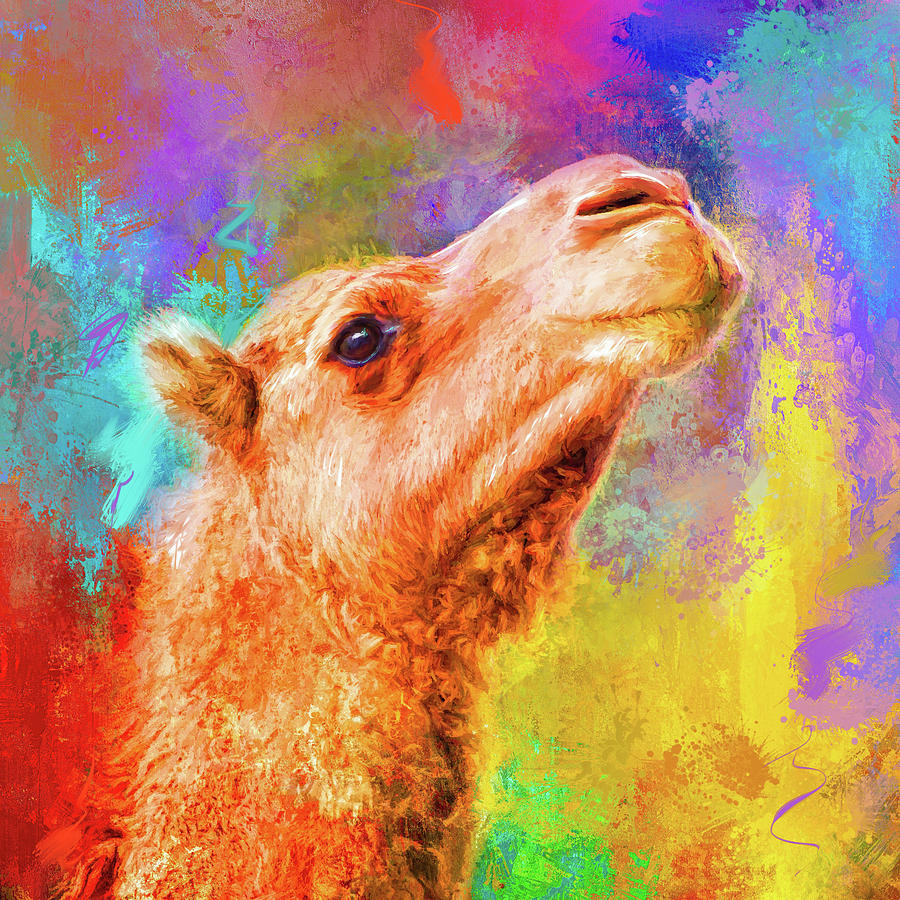 Abstract Mixed Media - Jazzy Camel Colorful Animal Art by Jai Johnson by Jai Johnson