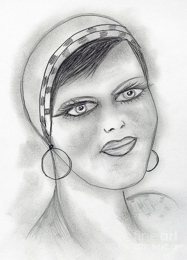 Jazzy Flapper Drawing by Sonya Chalmers