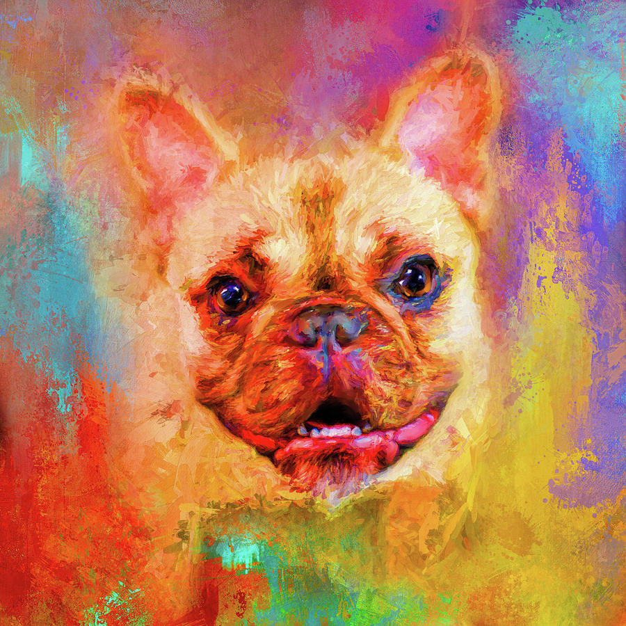 Jazzy French Bulldog Colorful Dog Art by Jai Johnson Mixed Media by Jai Johnson