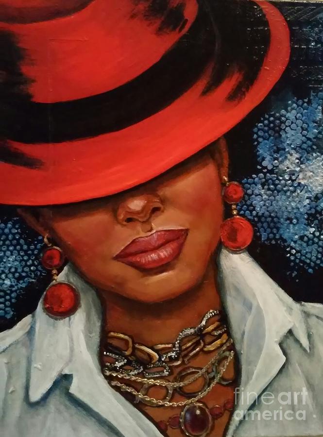 Red Hat Painting - Jazzy by Alga Washington