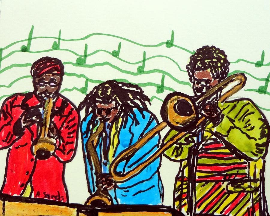 Jazzy Players Painting by Anne Sands