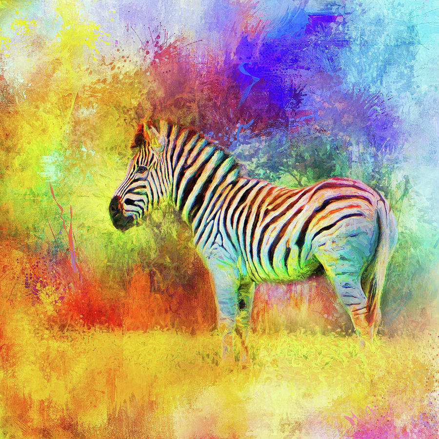 Jazzy Zebra Colorful Animal Art by Jai Johnson Mixed Media by Jai Johnson