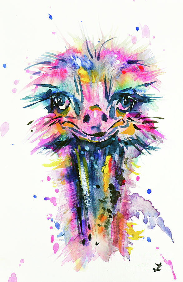 Jazzzy Ostrich Painting by Zaira Dzhaubaeva