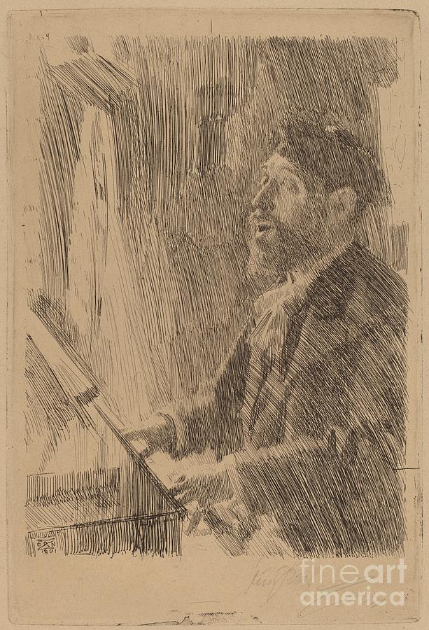 J.b. Faure Drawing by Anders Zorn