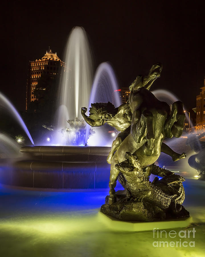 J.C. Nichols Fountain in the Evening 2 Photograph by Dennis Hedberg