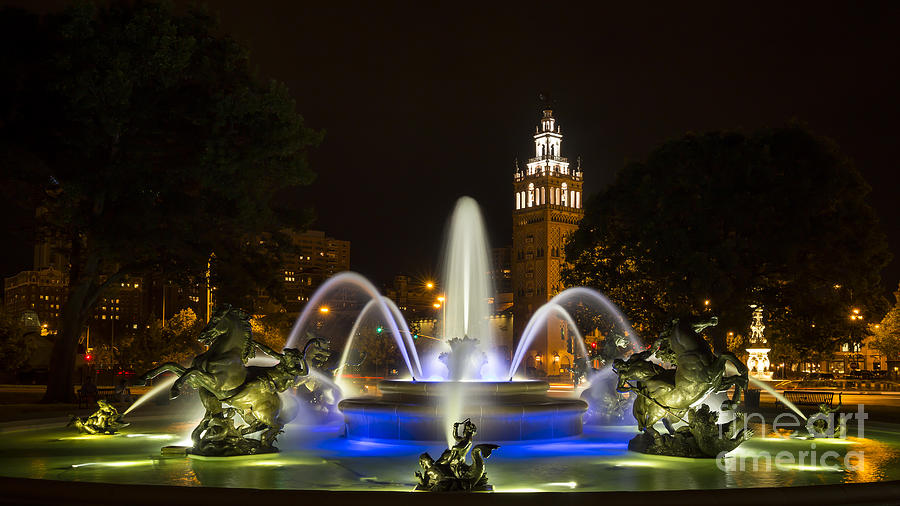 J.C. Nichols Fountain in the Evening Photograph by Dennis Hedberg