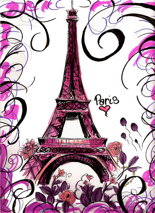 Je T Aime Paris Drawing By Marcina Trimmell