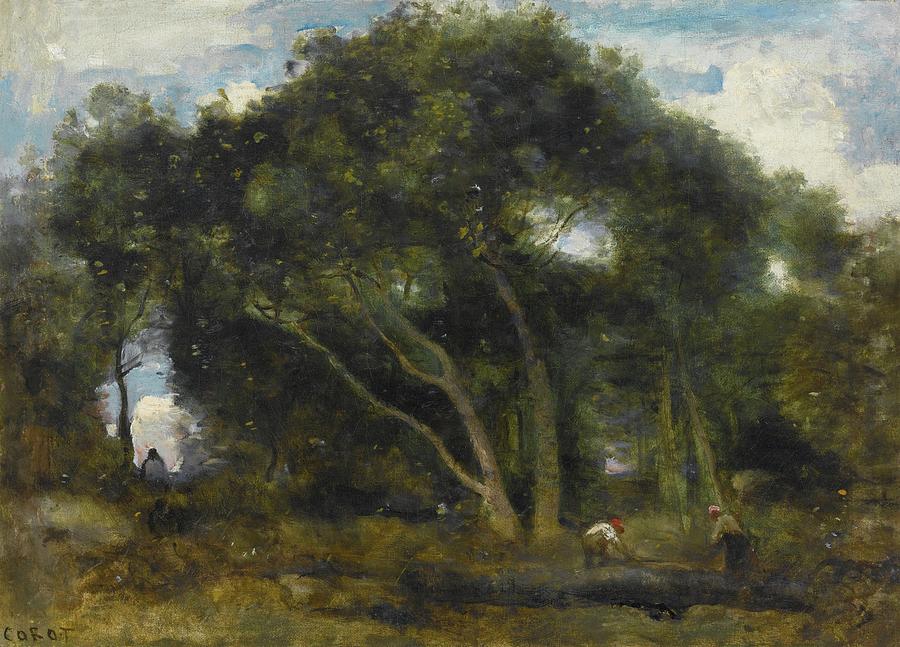 Jean-baptiste-camille Corot 1796 - 1875 Fontainebleau-inclined In Oak 