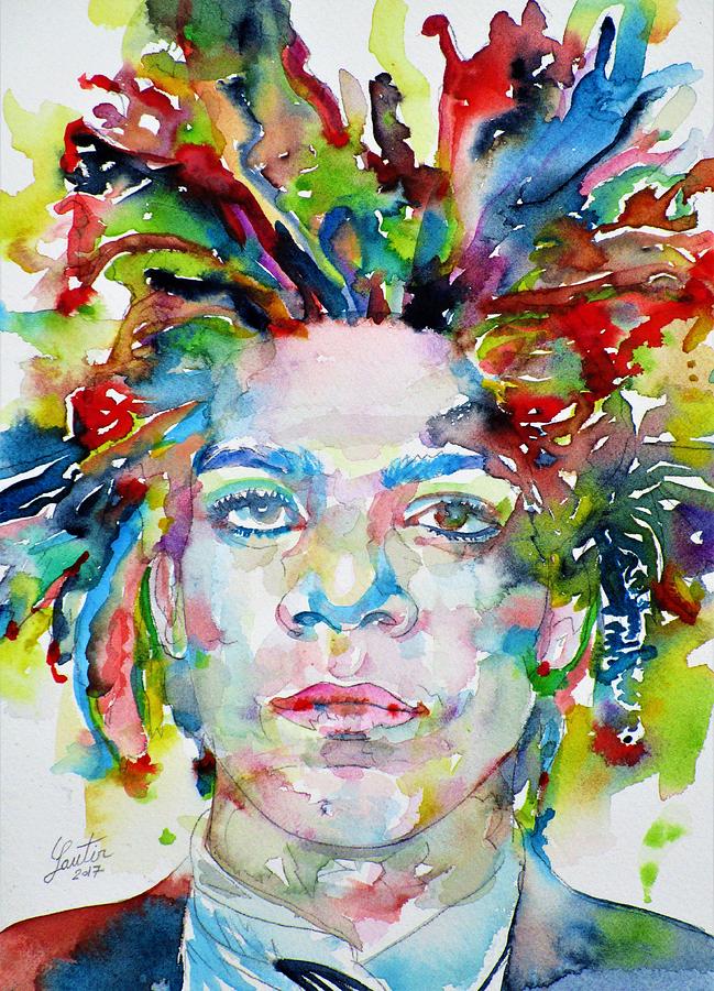 Basquiat Painting - JEAN-MICHEL BASQUIAT - watercolor portrait by Fabrizio Cassetta