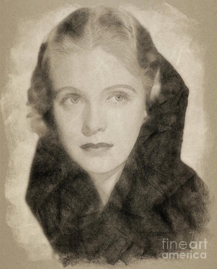 Jean Muir, Vintage Actress By John Springfield Drawing