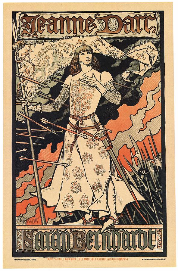 Eugene Grasset Mixed Media - Jeanne dArc - Sarah Bernhardt - Vintage Art Nouveau Poster by Eugene Grasset  by Studio Grafiikka