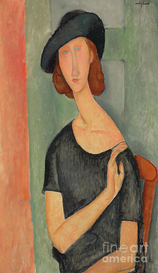 Jeanne Hebuterne Au chapeau, 1919 Painting by Amedeo Modigliani