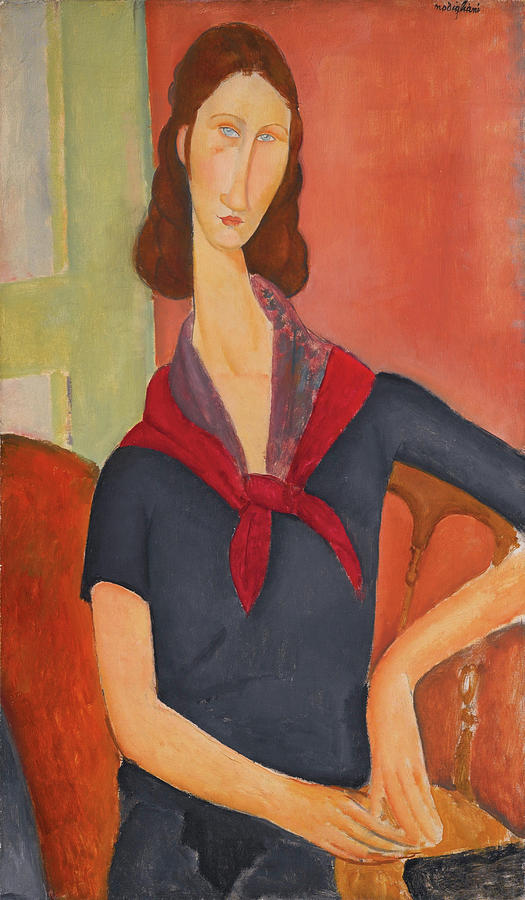 Jeanne Hebuterne. Au Foularde Painting by Amedeo Modigliani