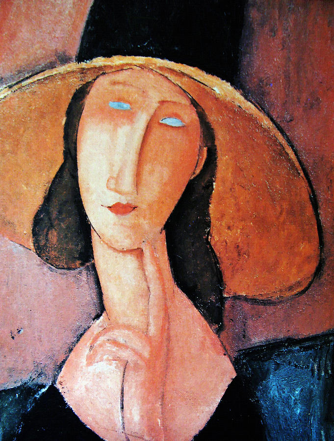 Jeanne Hebuterne In Large Hat Painting by Amedeo Modigliani