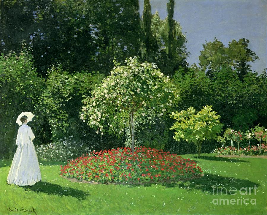 Jeanne Marie Lecadre in the Garden by Monet Painting by Claude Monet