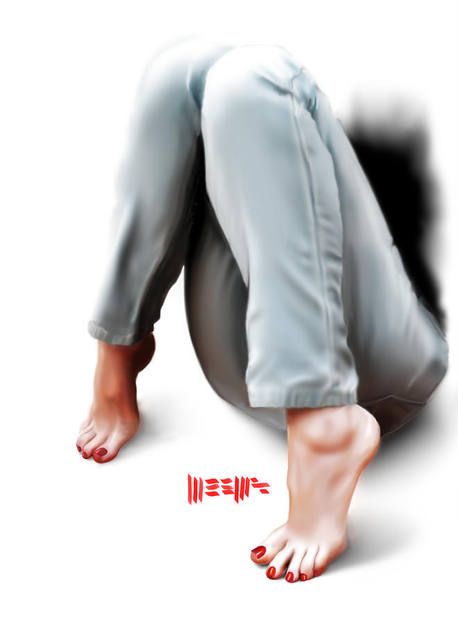 Toes Painting - Jeans and Toes by Dillan Weems Toes Painting - Jeans and Toes by Dillan Weems