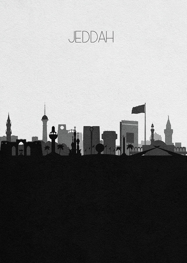 Jeddah Cityscape Art Drawing by Inspirowl Design
