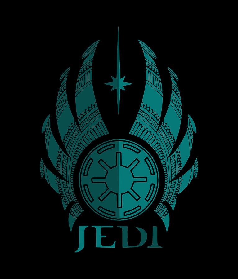 Jedi Symbol - Star Wars Art, Blue Mixed Media by Studio Grafiikka