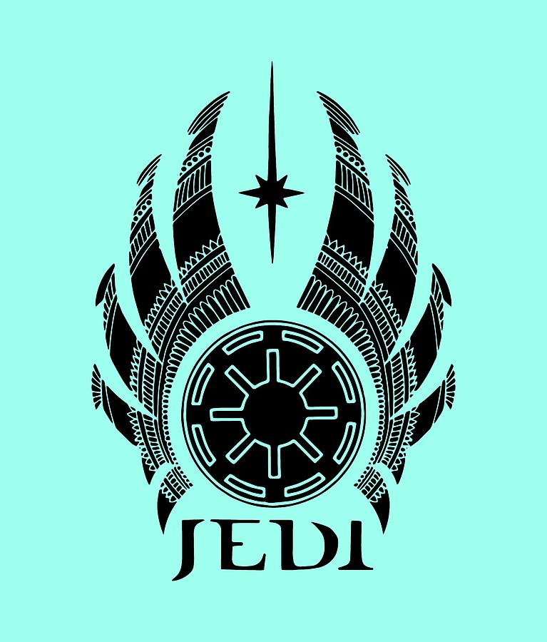 Star Wars Mixed Media - Jedi Symbol - Star Wars Art, Teal by Studio Grafiikka