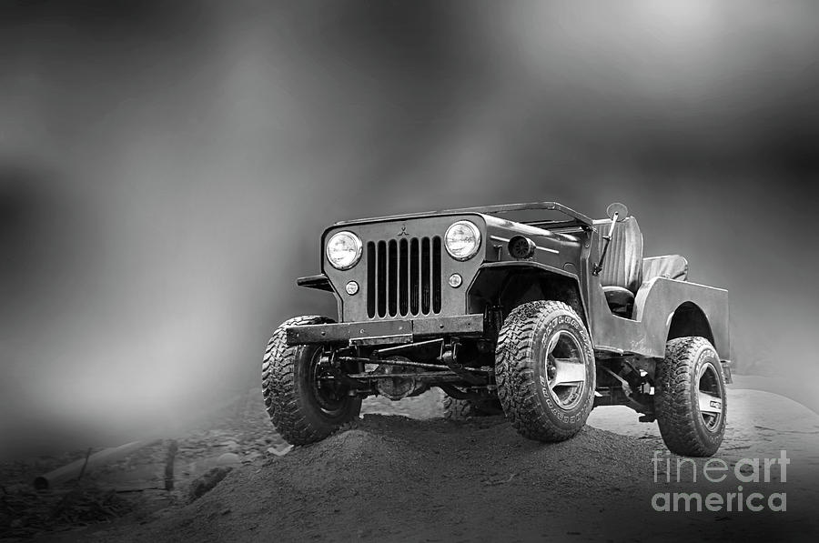 Jeep BW Photograph by Charuhas Images