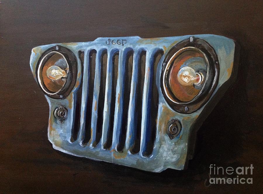 Jeep Grill 1 Painting by June Huff Fine Art America