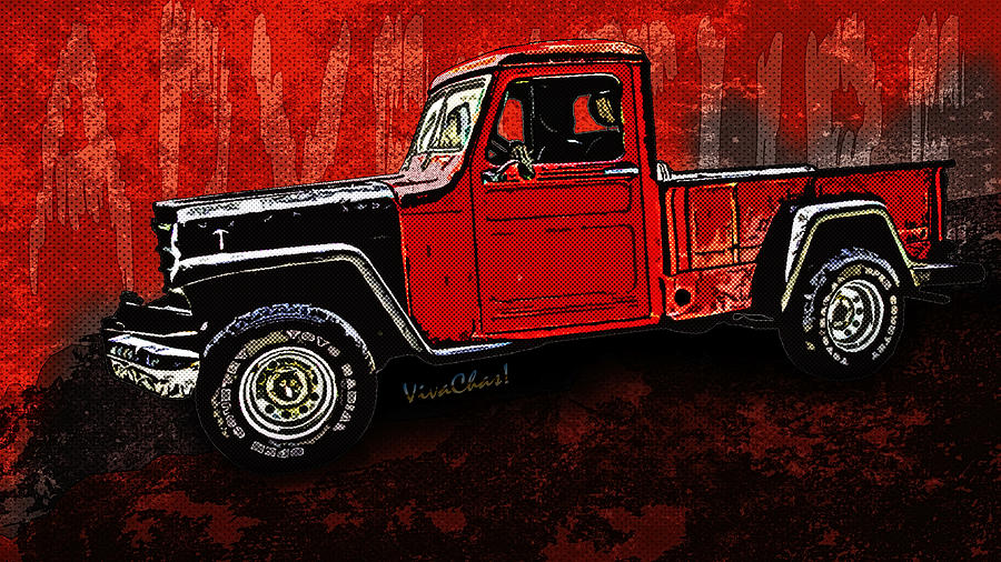 Jeep Pickup Adventure Comic Book Scene Photograph by Chas Sinklier