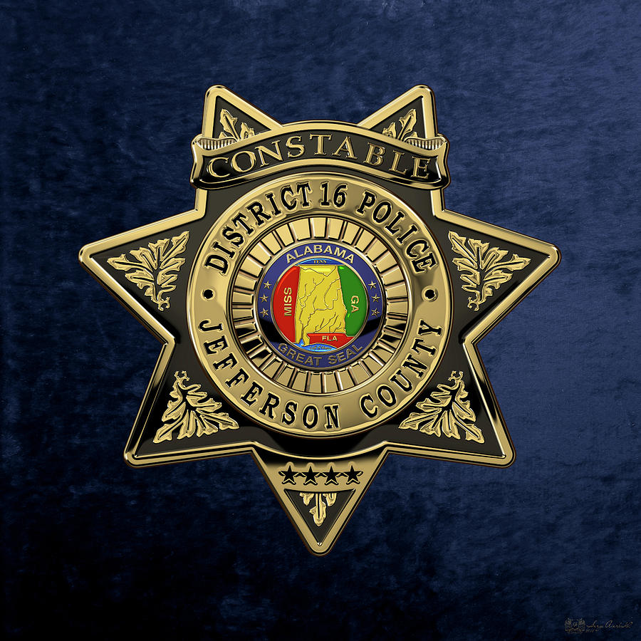 Jefferson County Sheriffs Department - Constable Badge over Blue Velvet Digital Art by Serge Averbukh