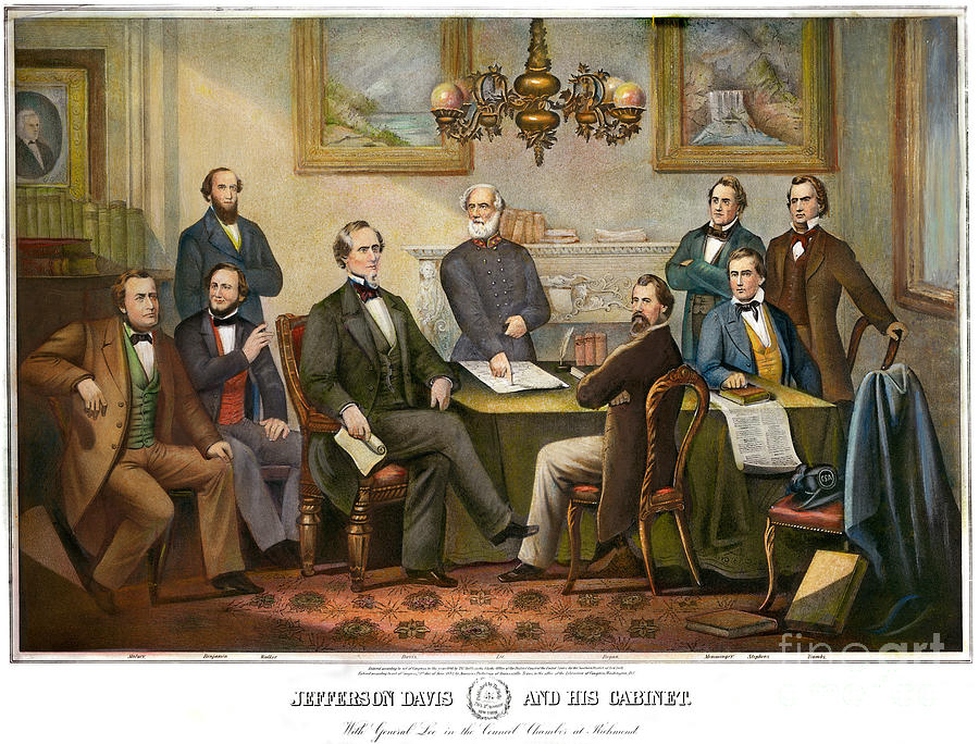 Jefferson Davis And Cabinet Drawing by Granger