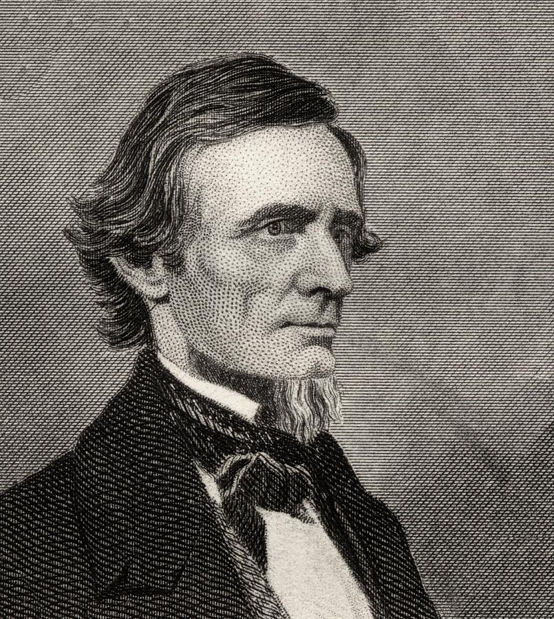 Black And White Drawing - Jefferson Davis,1808-1889. First And by Vintage Design Pics
