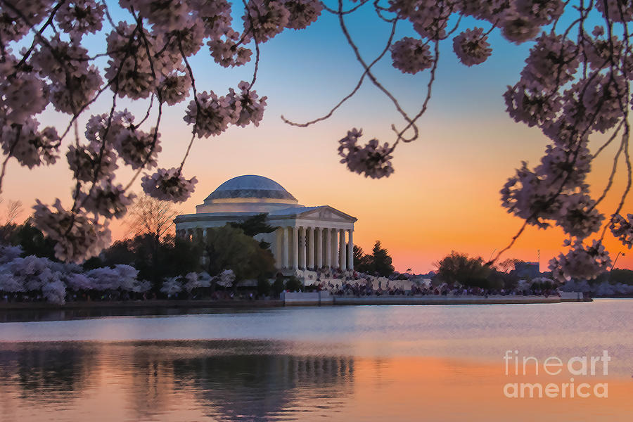 Thomas Jefferson Digital Art - Jefferson Memorial at Dusk by Amy Sorvillo