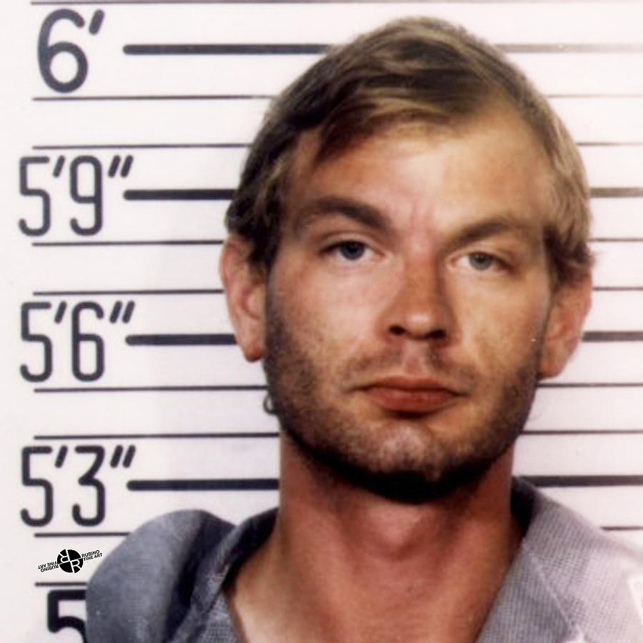 Milwaukee Painting - Jeffrey Dahmer Mug Shot 1991 Square  by Tony Rubino