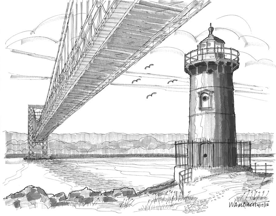 Jeffreys Hook Lighthouse Drawing by Richard Wambach