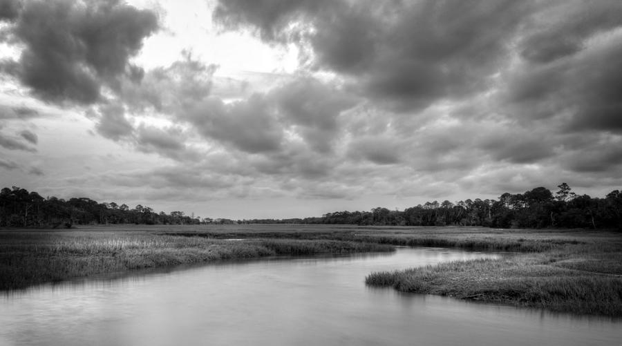 Jekyll Islands Clam Creek in Black and White Photograph by Greg and Chrystal Mimbs