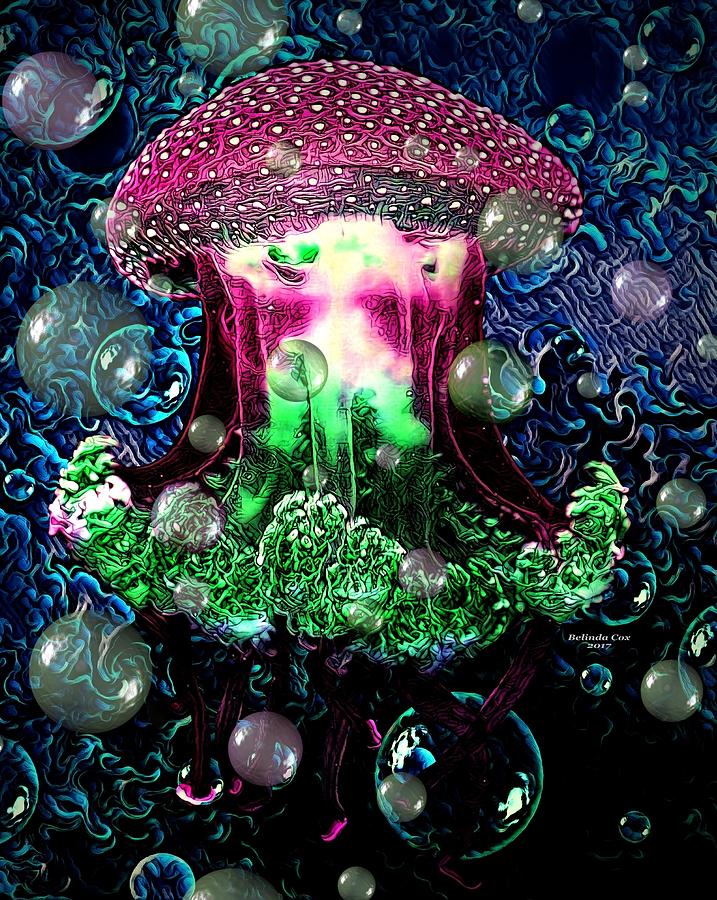 Jelly Fish in the Deep Sea Digital Art by Artful Oasis