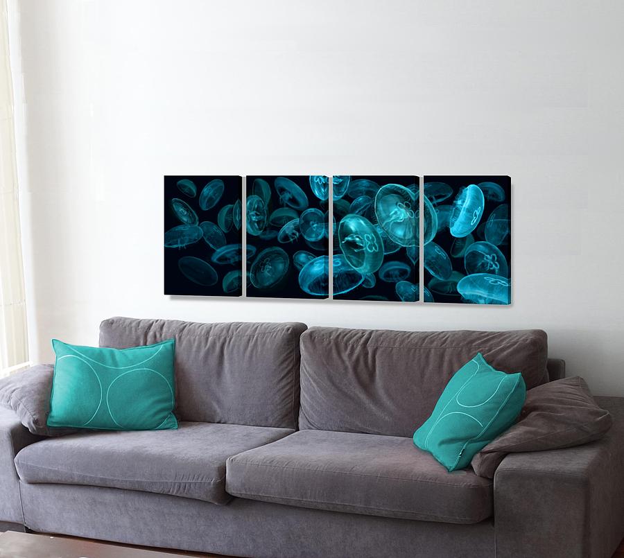 Jellyfish Blue on the wall Digital Art by Stephen Jorgensen