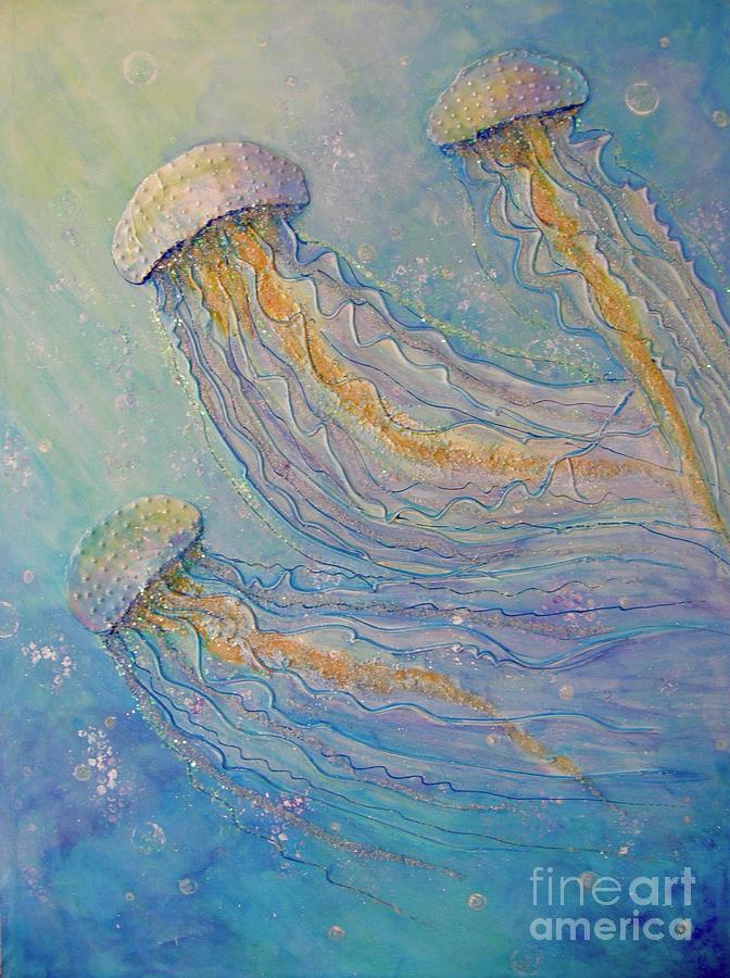 Sparkles Painting - Jellyfish Dance by Midge Pippel Sparkles Painting - Jellyfish Dance by Midge Pippel