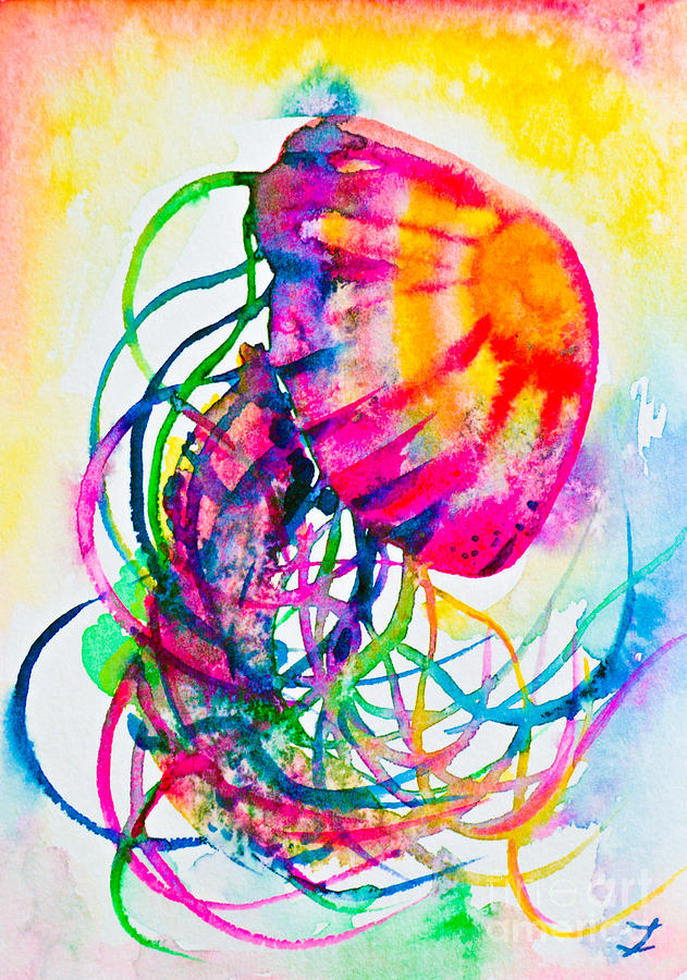 Fish Painting - Jellyfish Dance by Zaira Dzhaubaeva