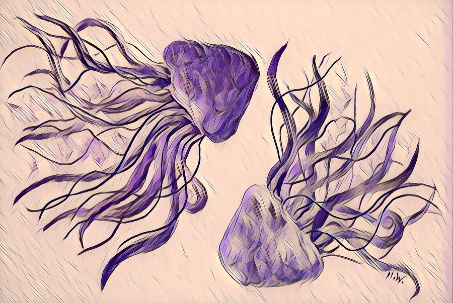 Jellyfish digital 5 Digital Art by Megan Walsh