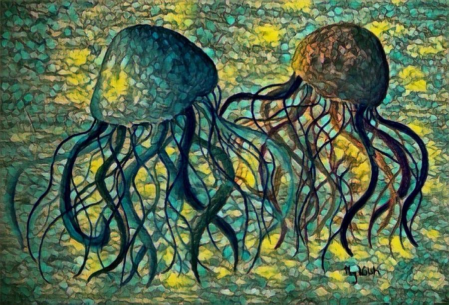 Jellyfish digital 6 Digital Art by Megan Walsh