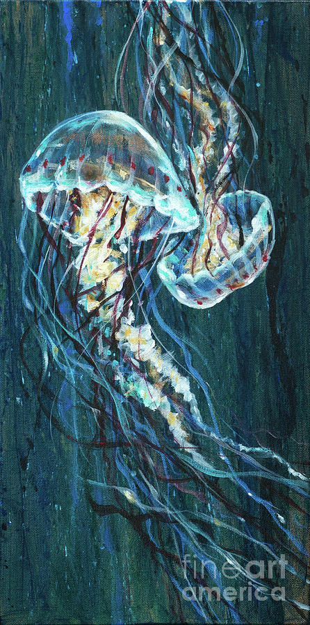 Jellyfish Duo Painting by Linda Olsen